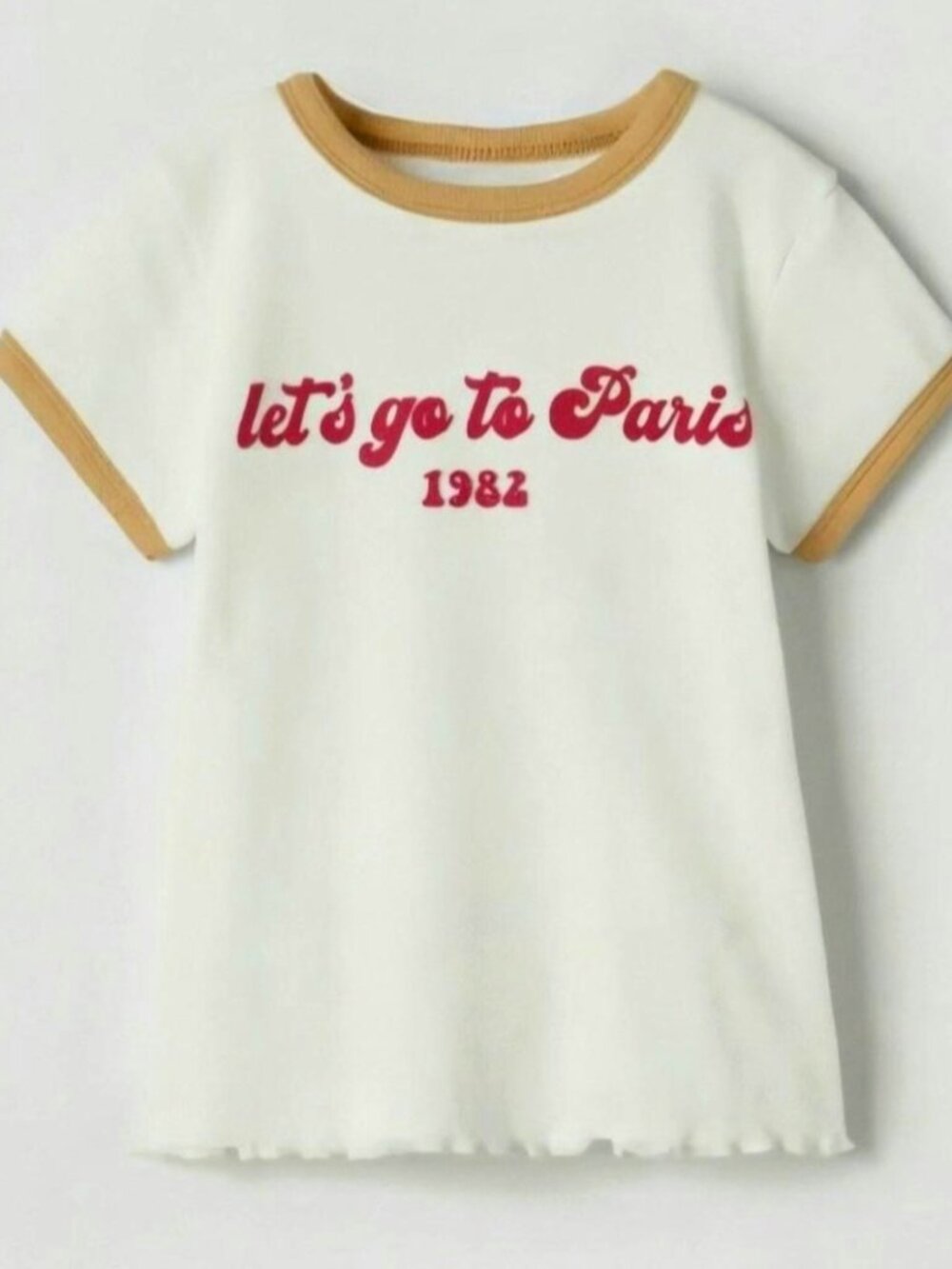 NWT Zara Girls’ Paris Short-sleeve Ringer Tee Size 3/4
